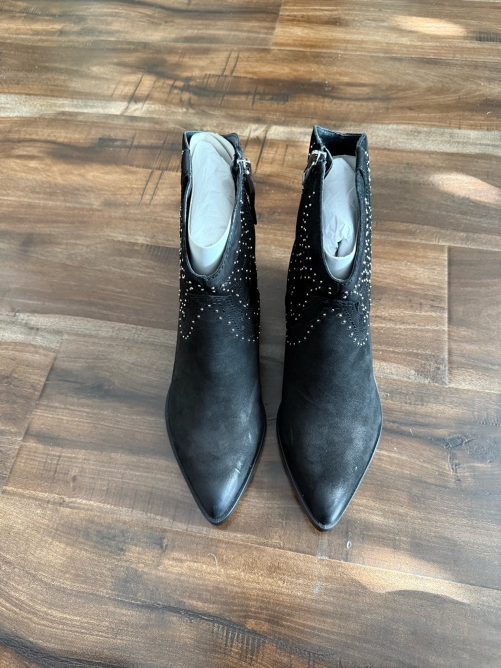 Dolce Vita Black Stud-Embellished Pointed Ankle Boots